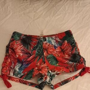 Red Tropical Floral Swim Shorts